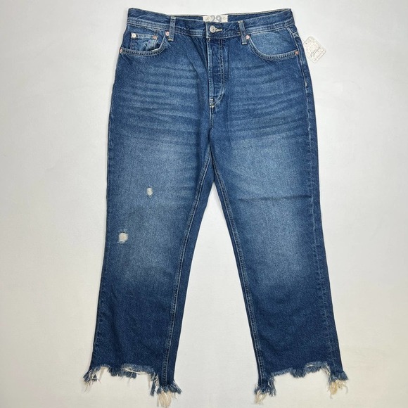 Free People Maggie Mid Rise Straight-Leg Jeans NWT Size 29 - Picture 2 of 12